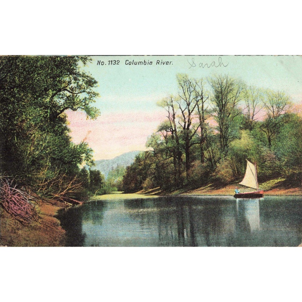 Antique Columbia River Postcard No. 1132 Pacific Novelty Co Sailboat Germany - Picture 1 of 2